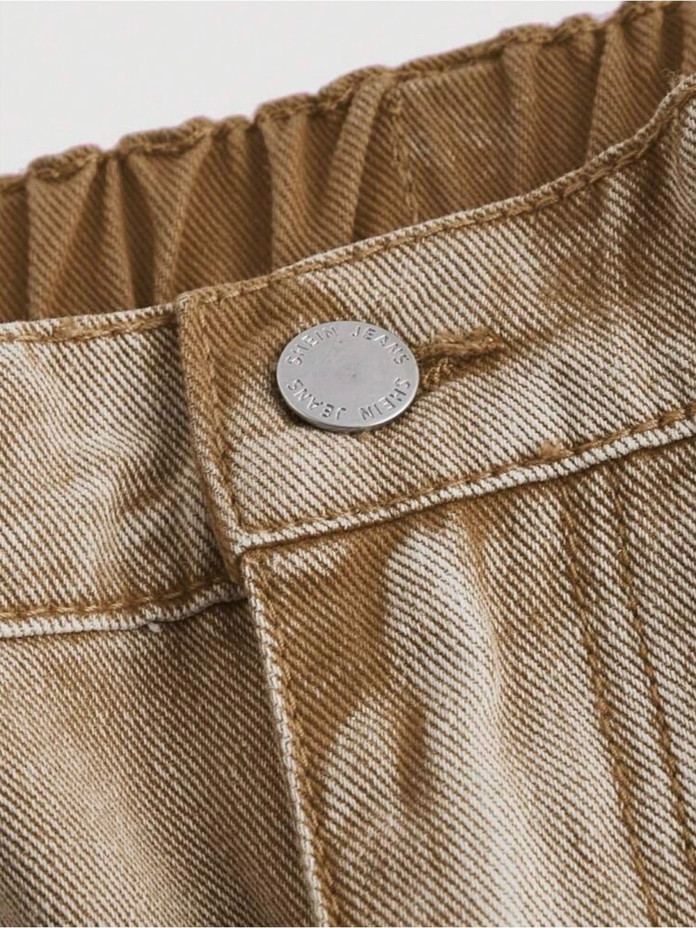 Wide Leg Star Baggy Denim Jeans in Tan Cotton Blend Brown New Boutique - Picture 3 of 5